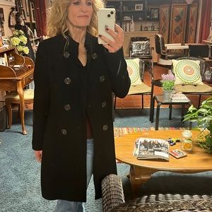 Michael Kors size small black double breasted lightweight wool blend coat